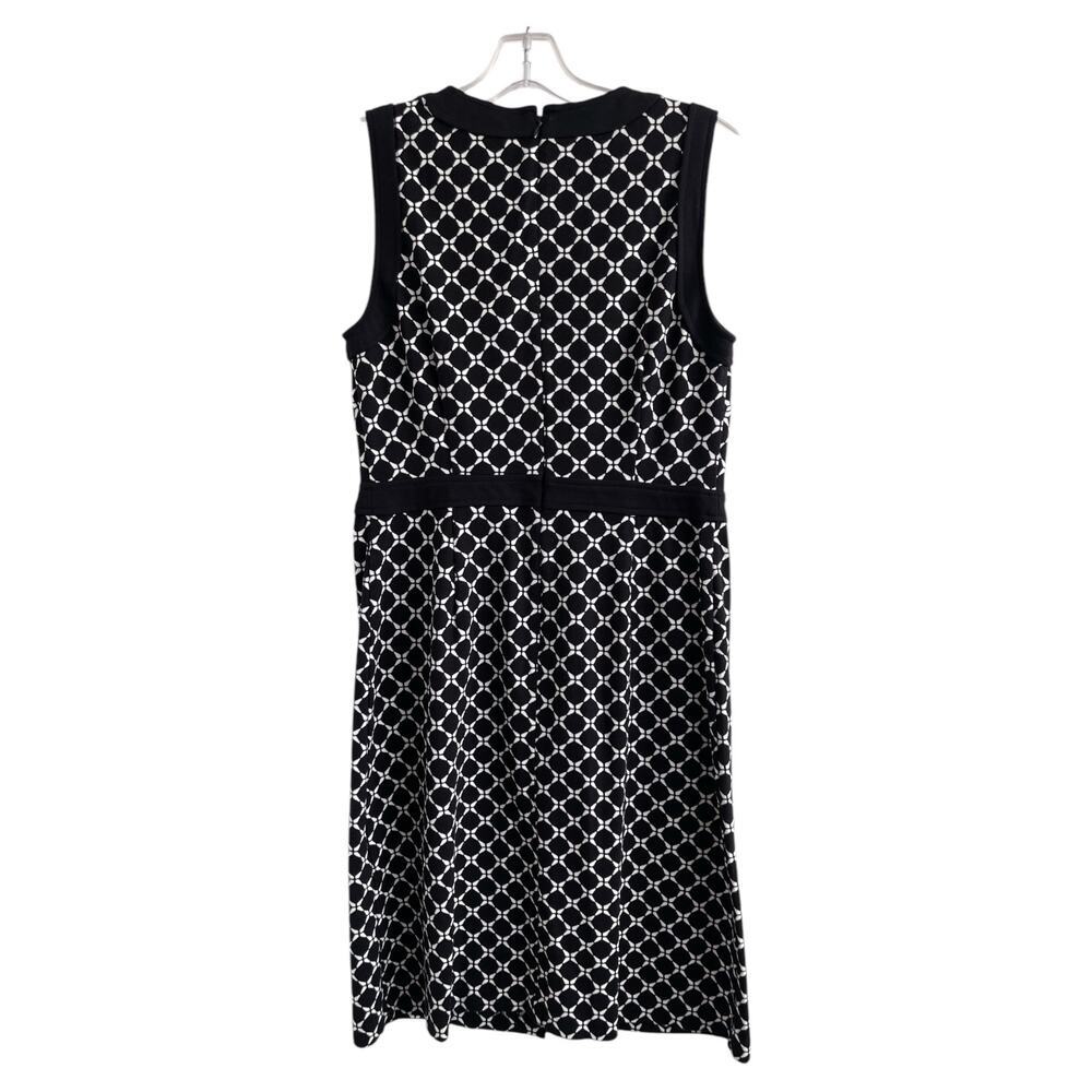 Talbots Sz 8P Graphic Print Sheath Dress Black Print Stretch Career Preppy NWT - Picture 2 of 12